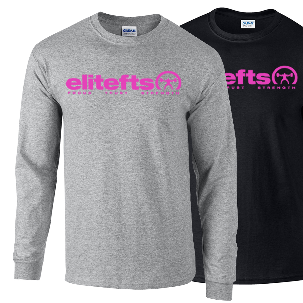 elitefts Tagline Pink Long Sleeve T-Shirt