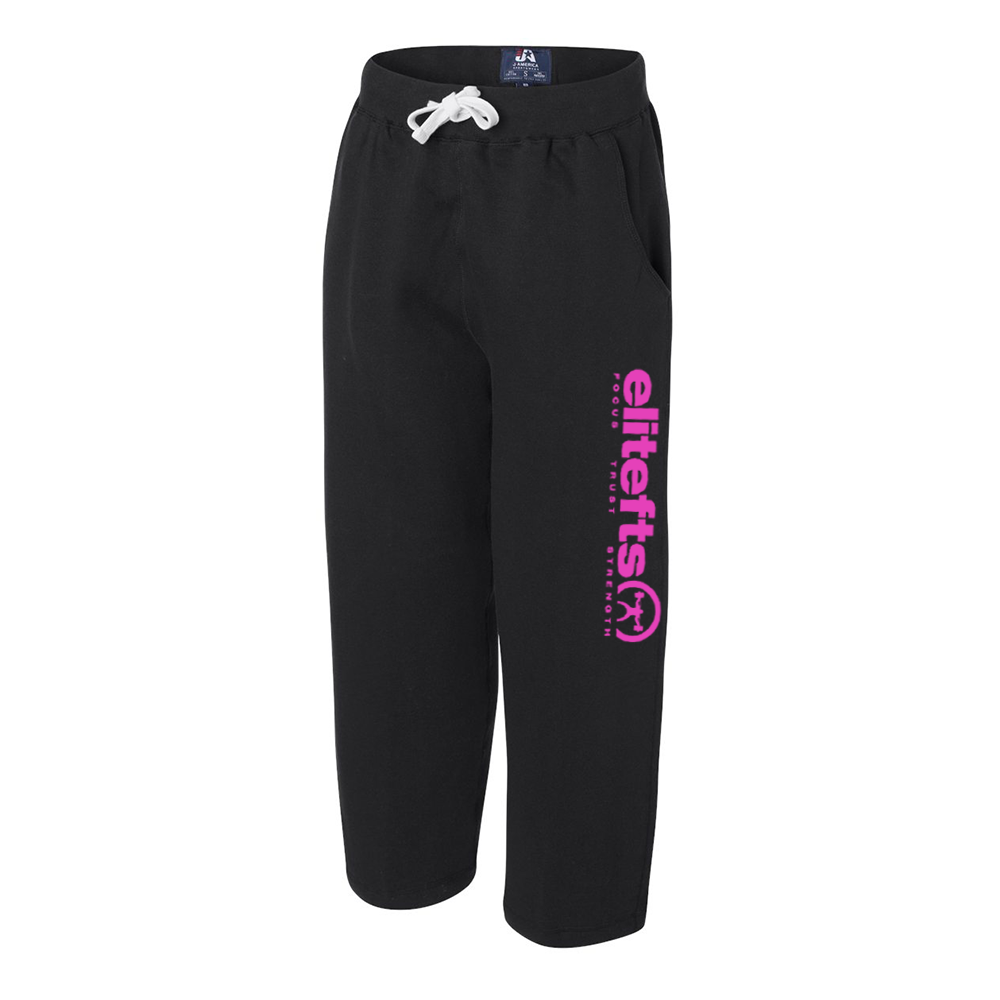 elitefts Tagline Pink Open Bottom Sweatpants black