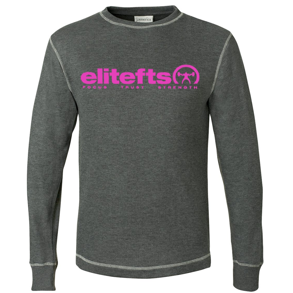 elitefts Tagline Pink Thermal Long Sleeve Shirt grey