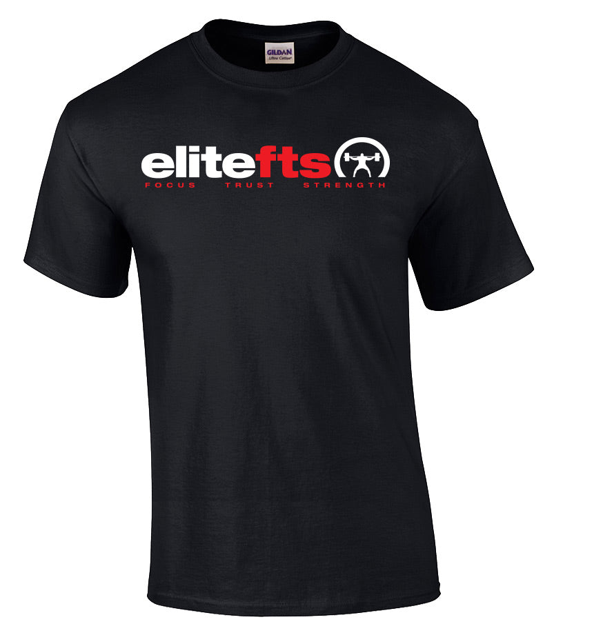 picture of elitefts Tagline Red and White T-Shirt black