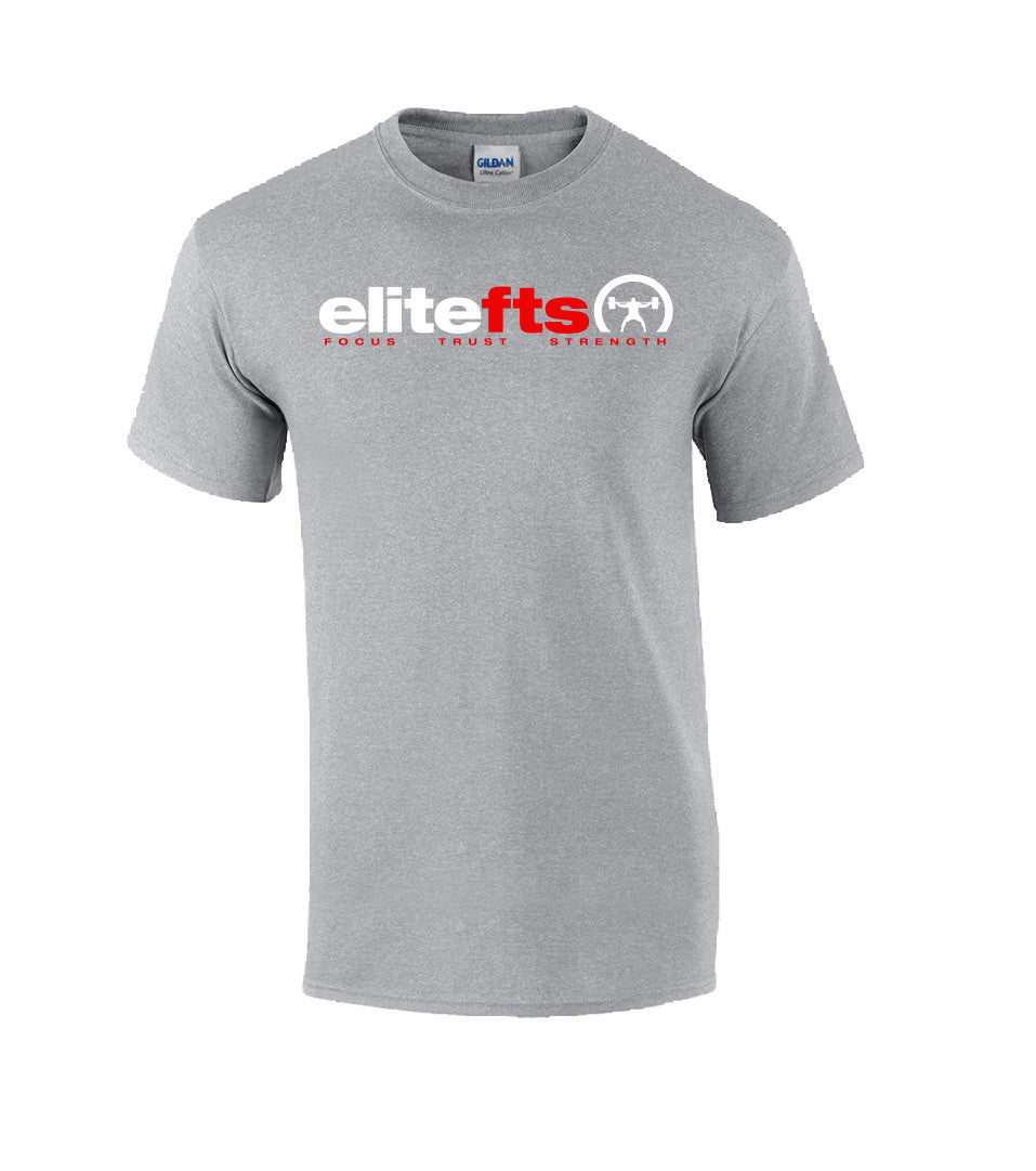 picture of elitefts Tagline Red and White T-Shirt grey
