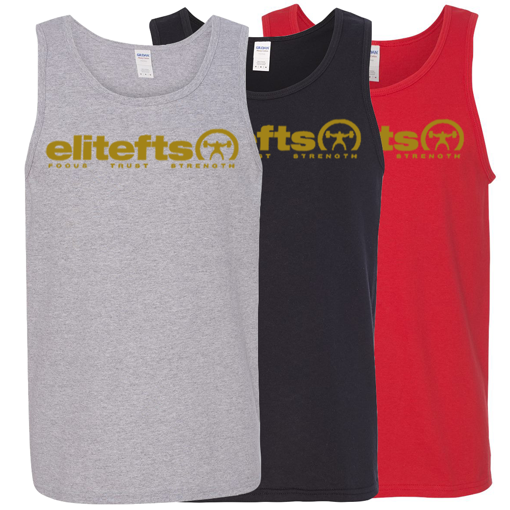 elitefts Tagline Vegas Gold Tank Top