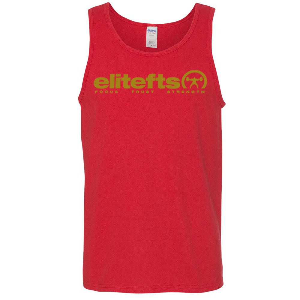 elitefts Tagline Vegas Gold Tank Top red