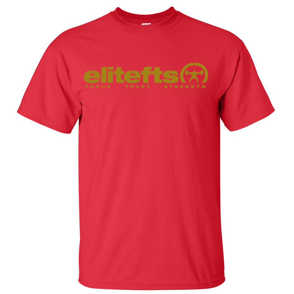 elitefts Tagline Vegas Gold T-Shirt red