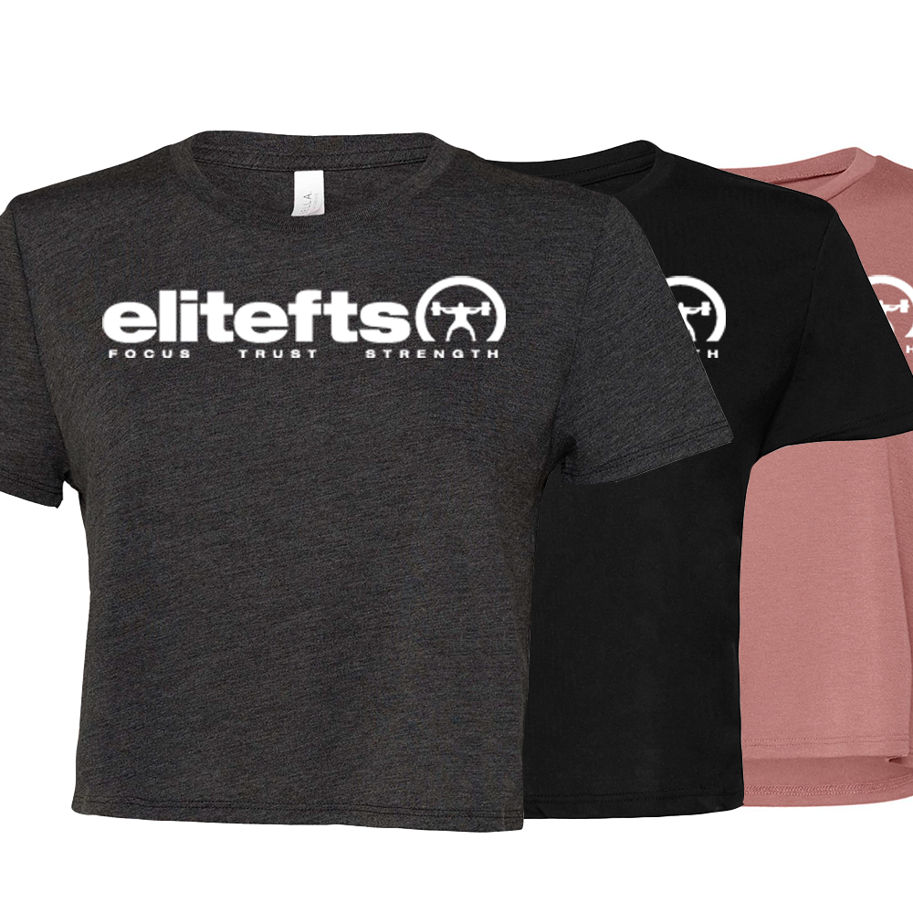 elitefts Tagline White Women's Flowy Cropped Tee
