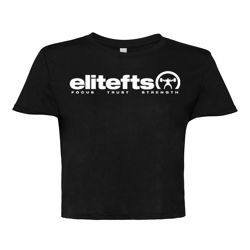 elitefts Tagline White Women's Flowy Cropped Tee black