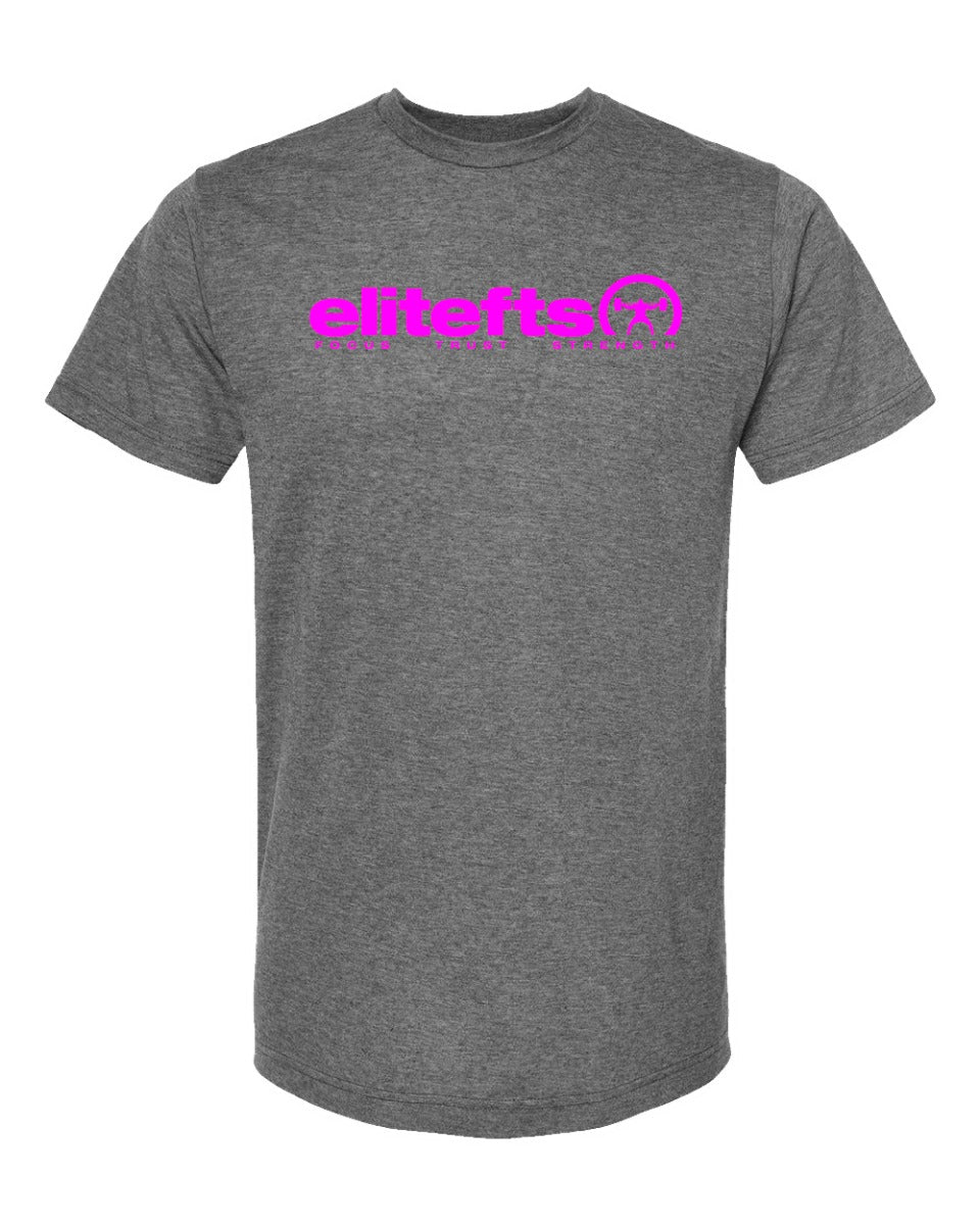 picture of elitefts Tagline Pink Premium T-Shirt grey