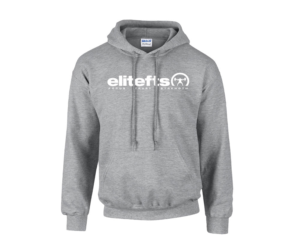 elitefts Tagline White Hoodie Grey