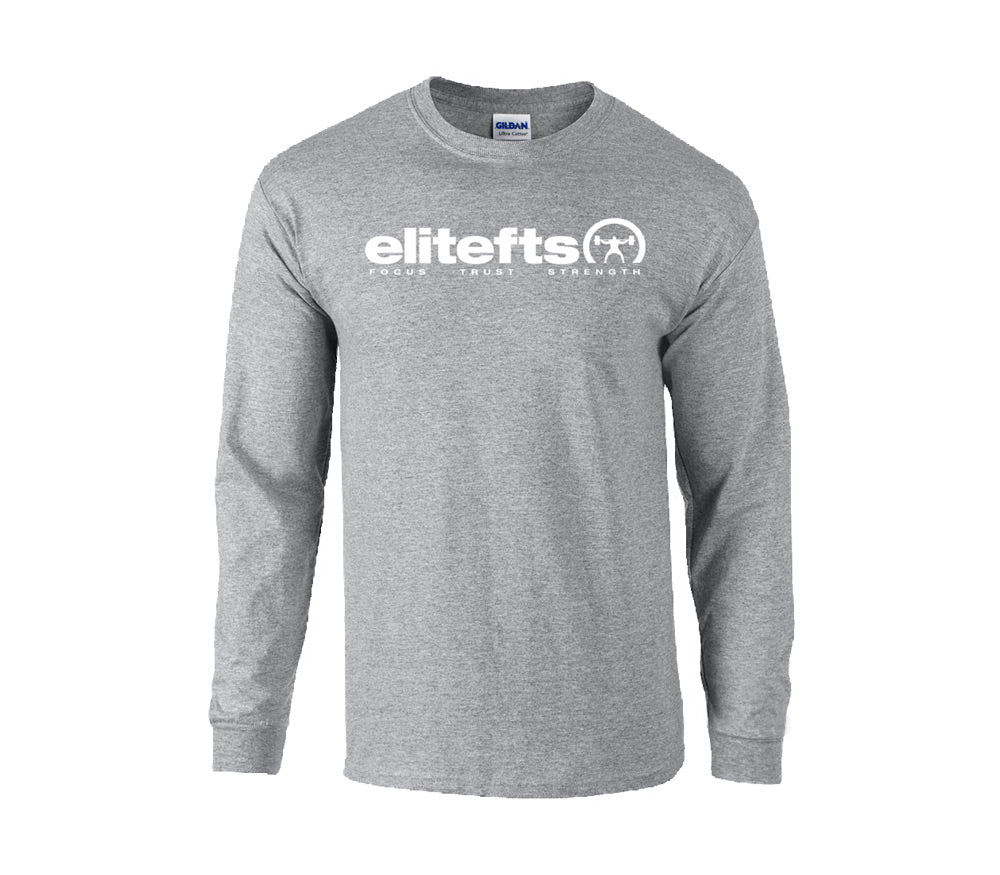 picture of elitefts Tagline White Long Sleeve T-Shirt grey