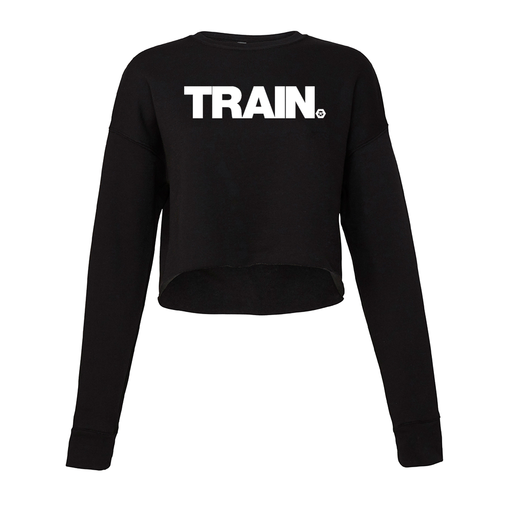 elitefts White Train Women's Cropped Crew Fleece black