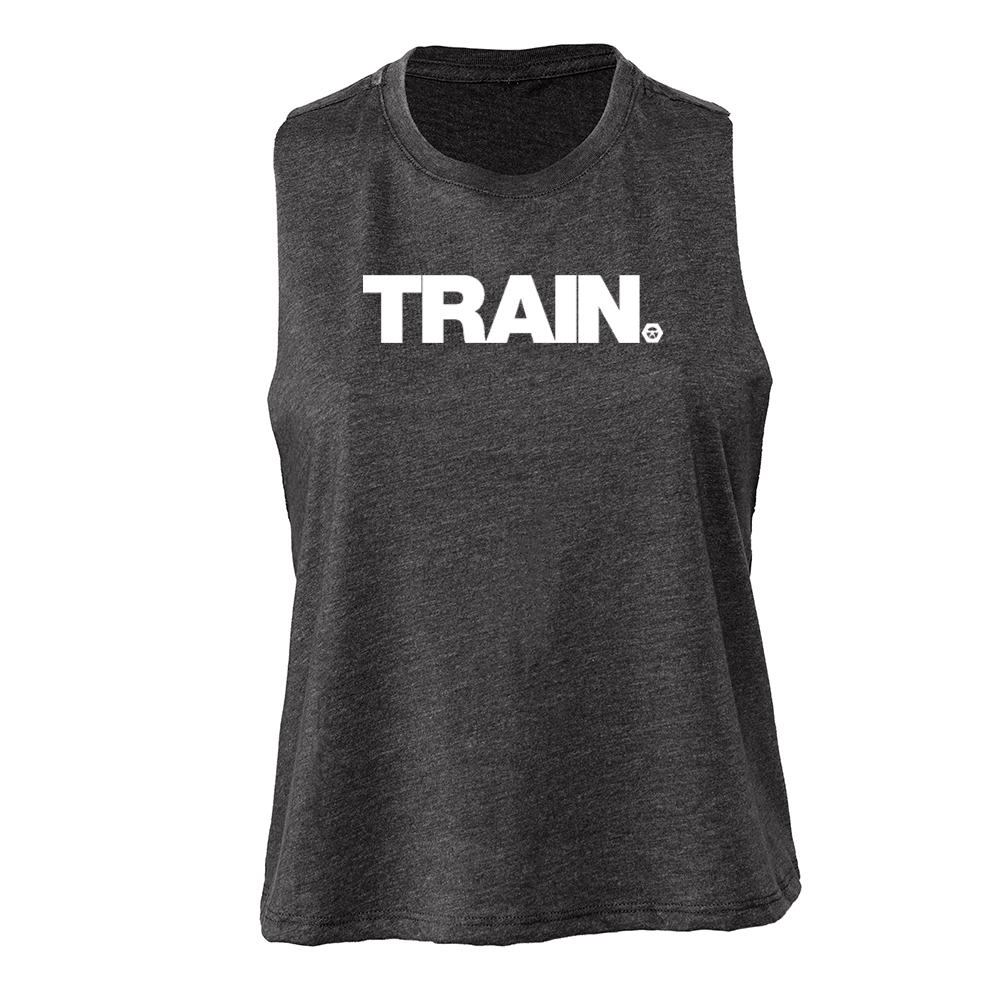 elitefts White Train Women's Racerback Cropped Tank grey