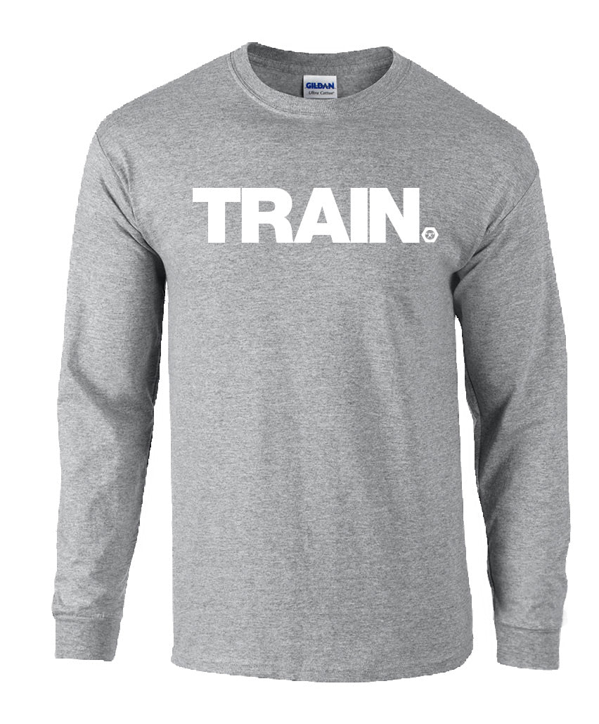 elitefts Train White Long Sleeve T-Shirt grey