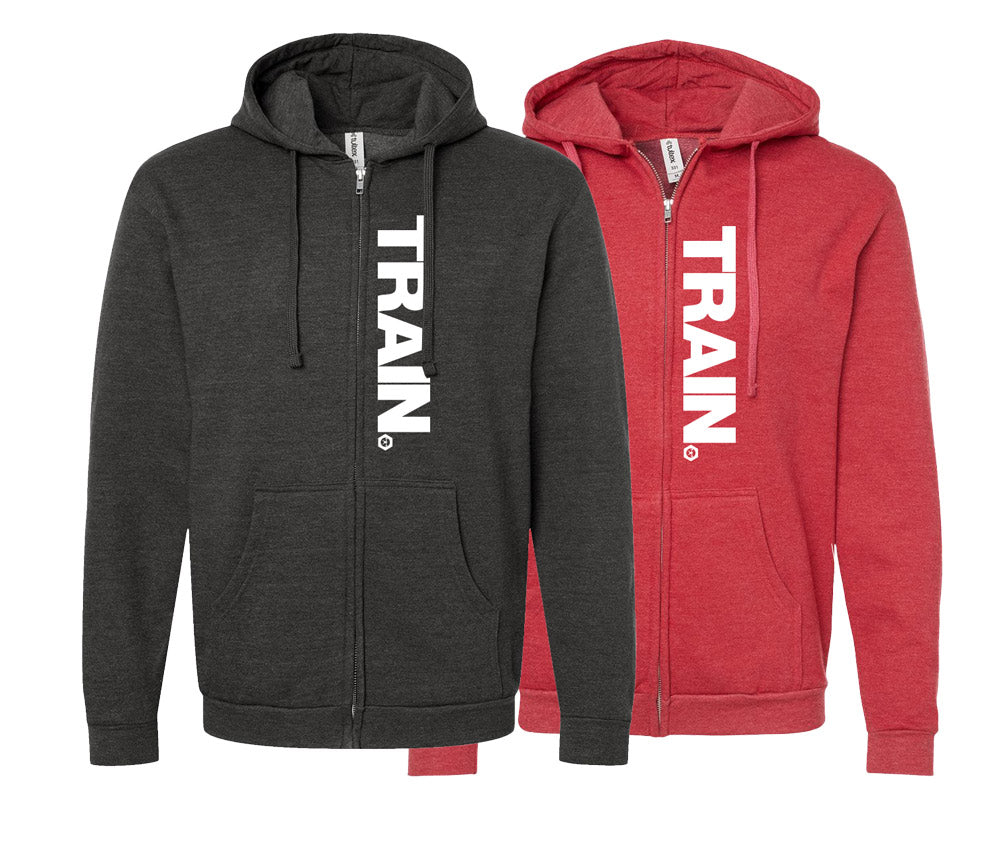 picture of elitefts Train White Full Zip Hoodie