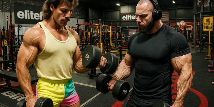 Bodybuilders Lifting Weights