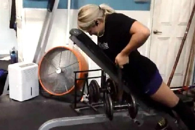 Orlando Barbell’s Bri Otto performing Chest Supported DB Rows with the OBB Power Handles