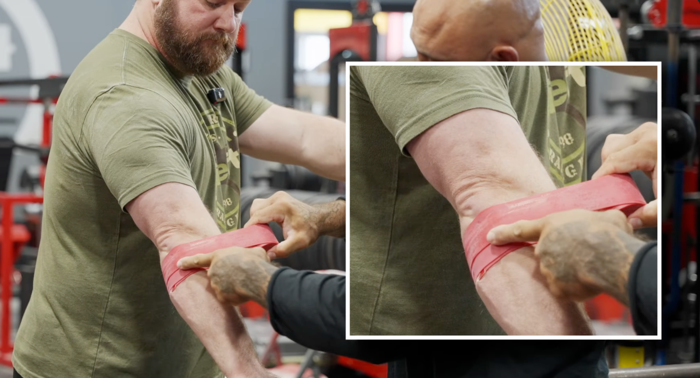 Floss Band Image being Applied to elbow 