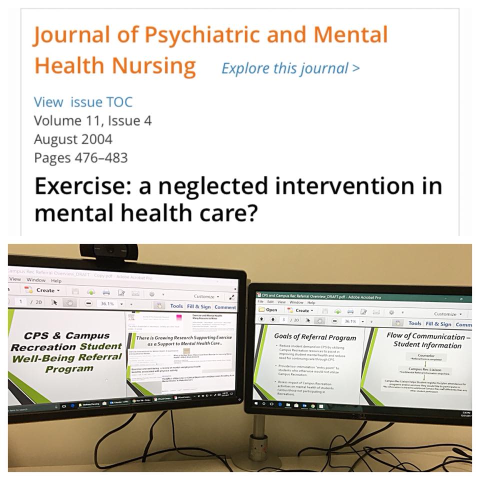 Pilot Program with University Counseling: Mental Health &amp; Exercise Prescription