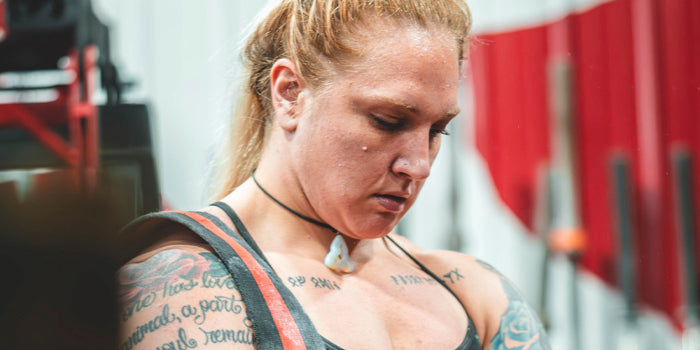 woman concentrating in gym