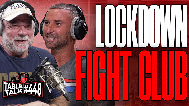 Dave Tate and Jason Manenkoff in the official Table Talk #448 video thumbnail, labeled Lockdown Fight Club.