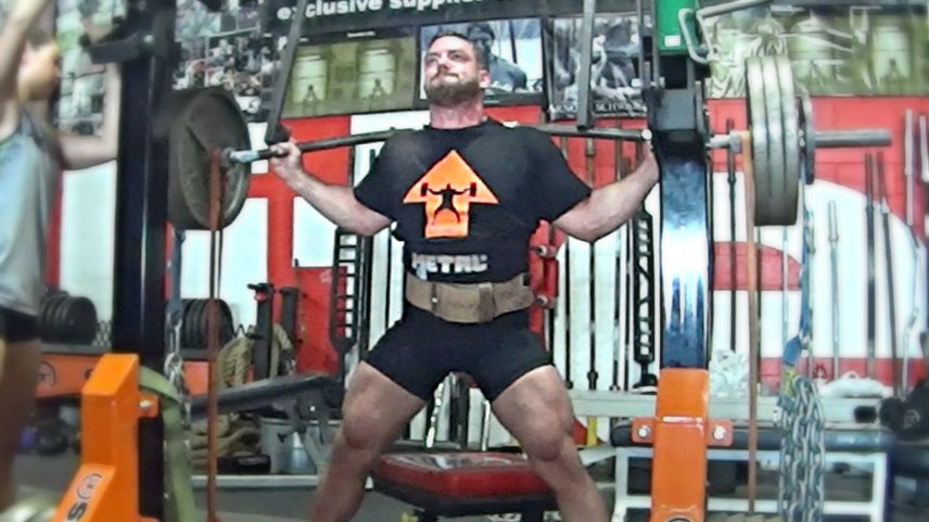 Dynamic Effort Squat Wk2: 325/345 with light bands+chains (Video)