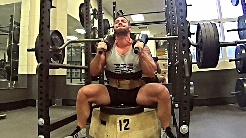 Speed SQ/DL Wk1: SSB Box Squat 10x2 w/ 380lbs &amp; Speed Pulls vs Bands 6x1 (Video)