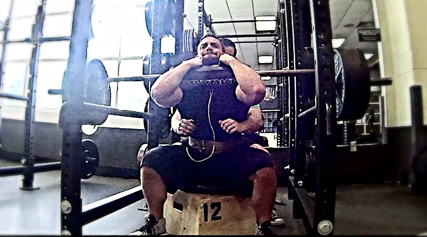 Max Effort SSB Front Box Squats up to 380lbs &amp; Straight Leg Deficit Deadlifts Wk3 (Video)