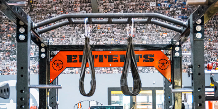 Upper view of collegiate squat rack