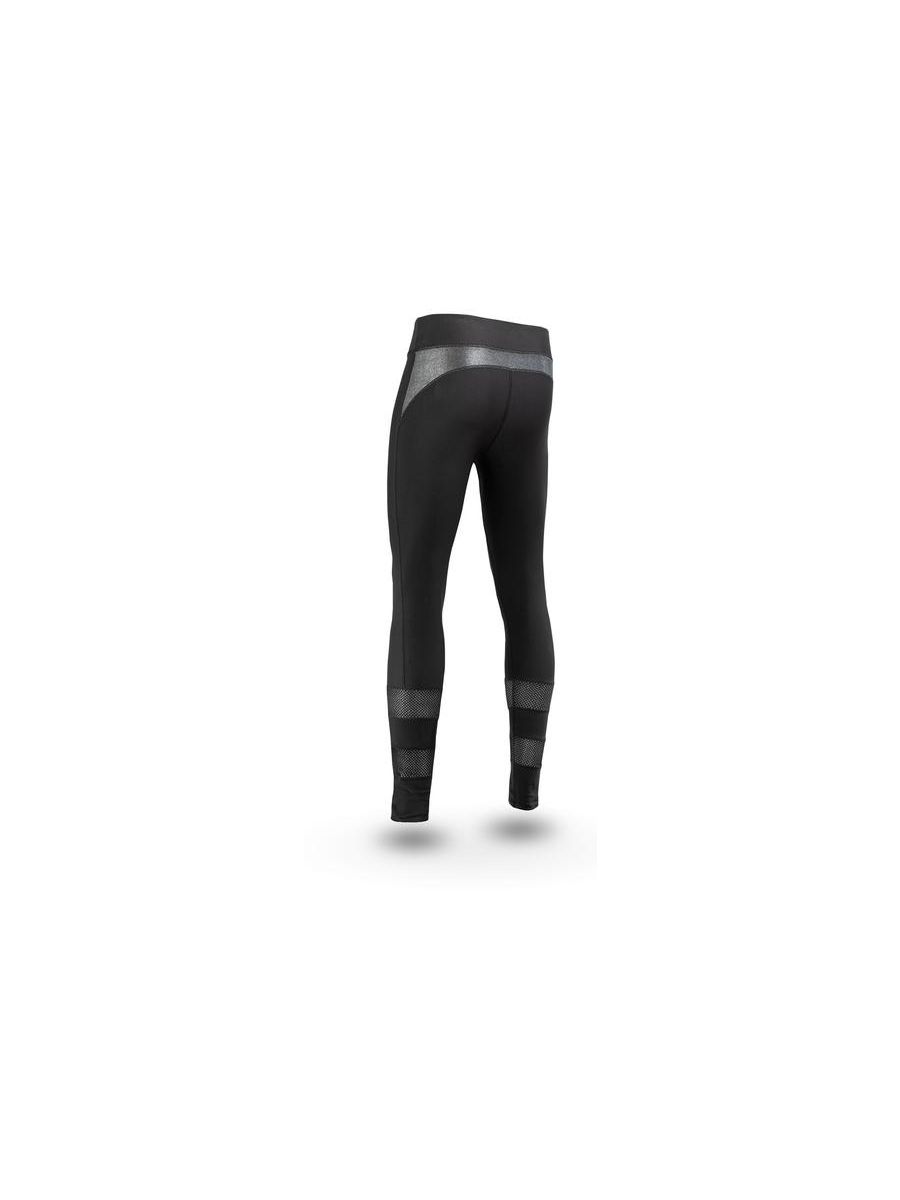 Black compression leggings with gray accents on a white background