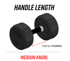 12 Sided Rubber Dumbbell length