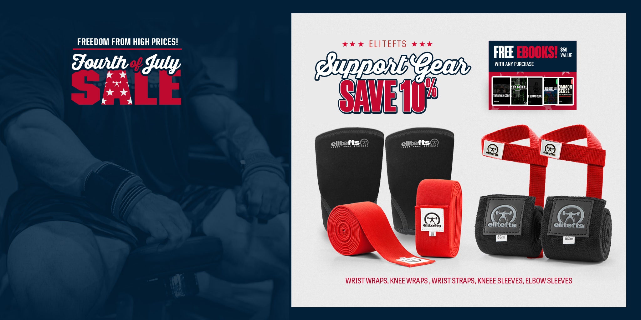 Promotional banner for boxing gear with discounts on a dark blue background