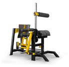 Black and yellow weightlifting machine on a white background