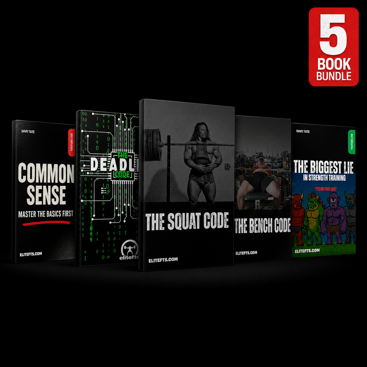 Five book covers on a black background with '5 Book Bundle' badge.