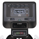 Digital display of a Spirit exercise machine with various metrics.