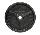 Black weight plate with 'Troy Barbell' branding on a white background