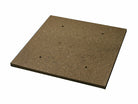 Square brown rubber mat with three holes on a white background