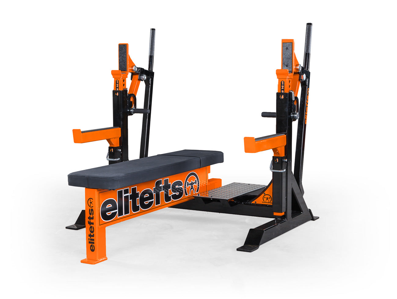 elitefts Signature Competition Olympic Bench with Safeties Foot Lever and Logo Panels