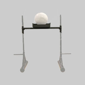 Lamp with spherical white shade on a gray background