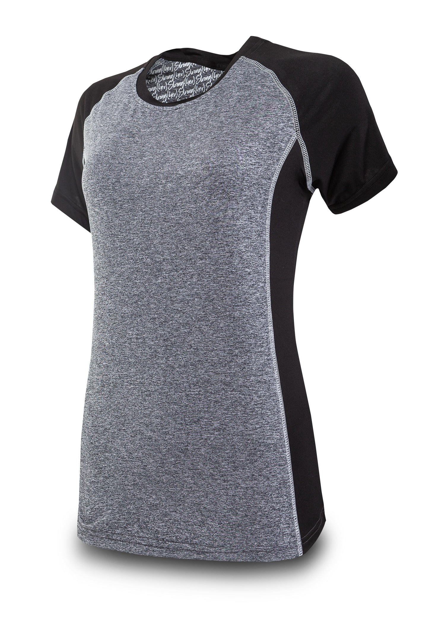 Gray and black athletic shirt on a white background