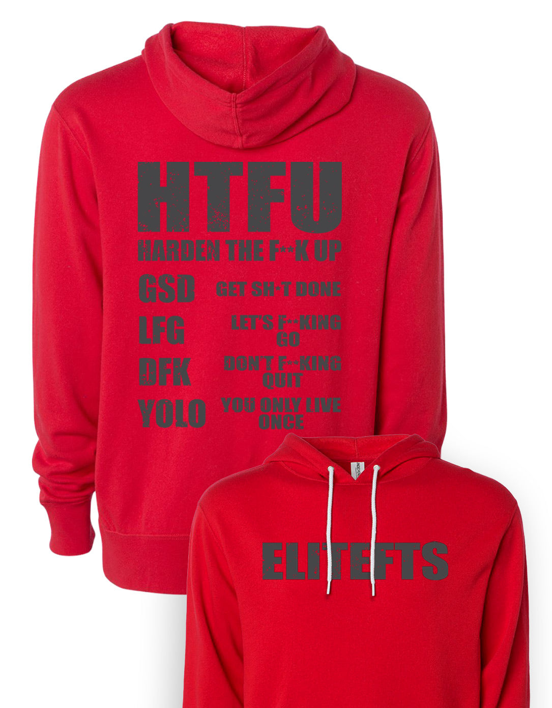 elitefts HTFU Lightweight Hoodie red
