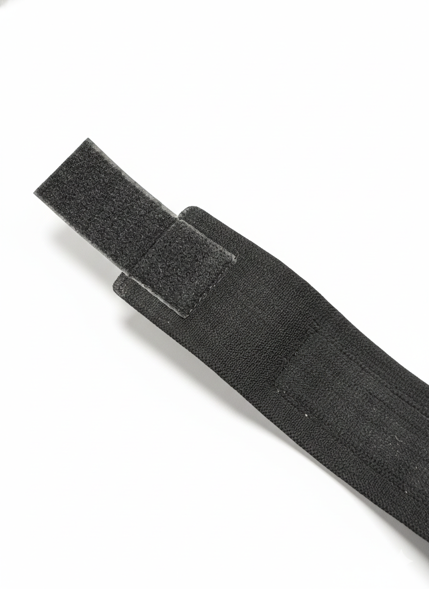 Black elastic band on a white background