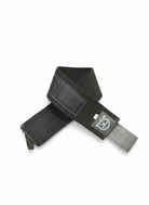Black and gray belt with a logo on a white background