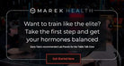 Marek Health advertisement with text about hormone balance and a call to action.