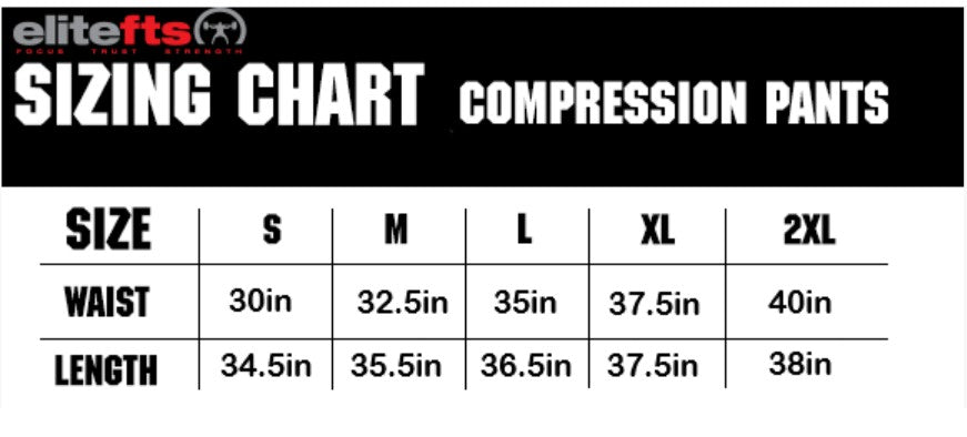 elitefts Compression Pants size chart