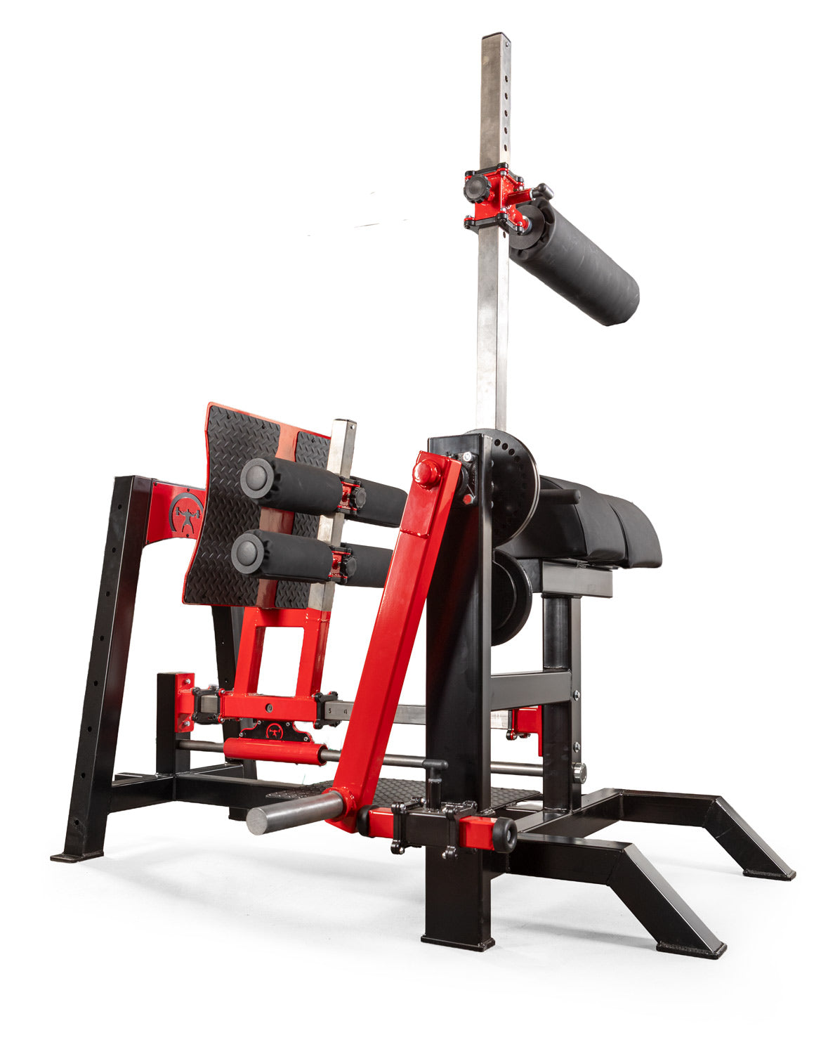 Gym machine with red and black design on a white background