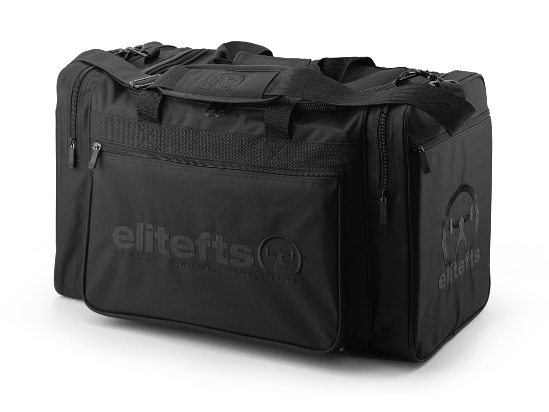 elitefts Black/Red Crescent Duffel Bag - Durable Gym Bag with