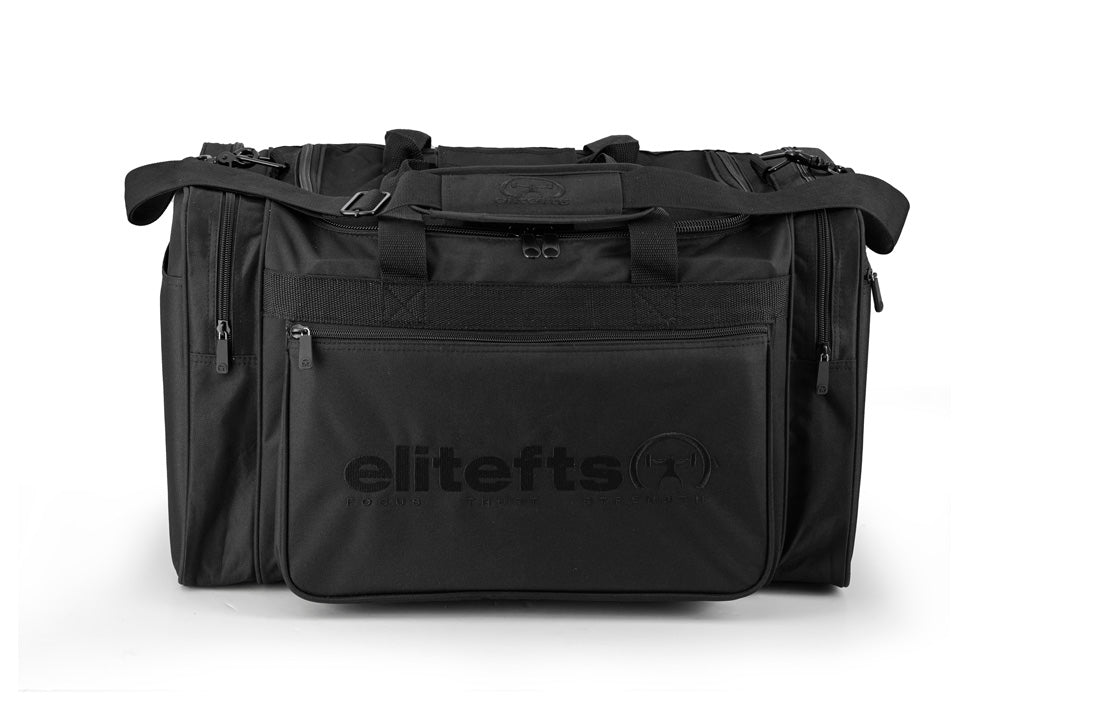 elitefts Black/Red Crescent Duffel Bag - Durable Gym Bag with