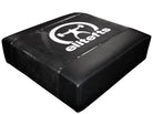 Black rectangular cushion with 'eliteris' logo on a white background