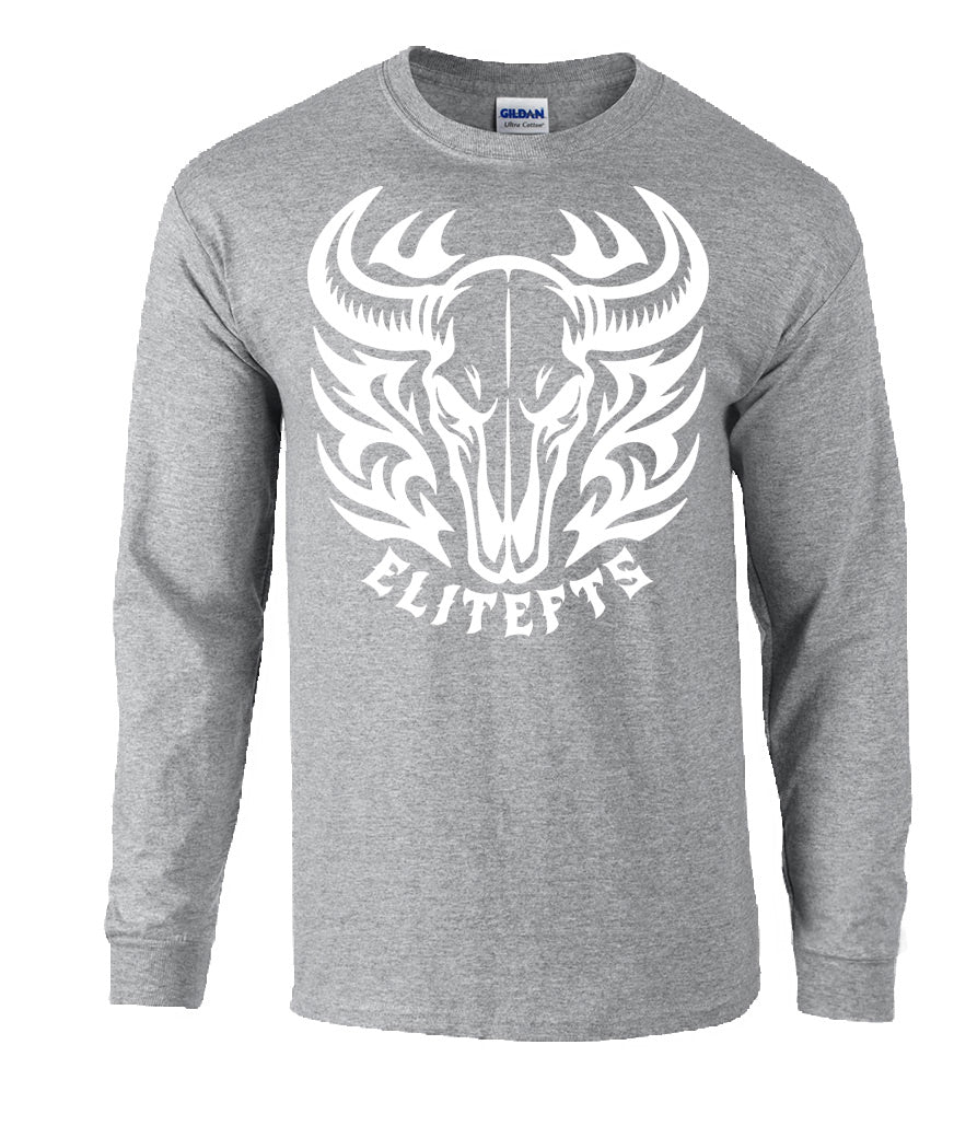 elitefts Bull Skull Long Sleeve T-Shirt grey
