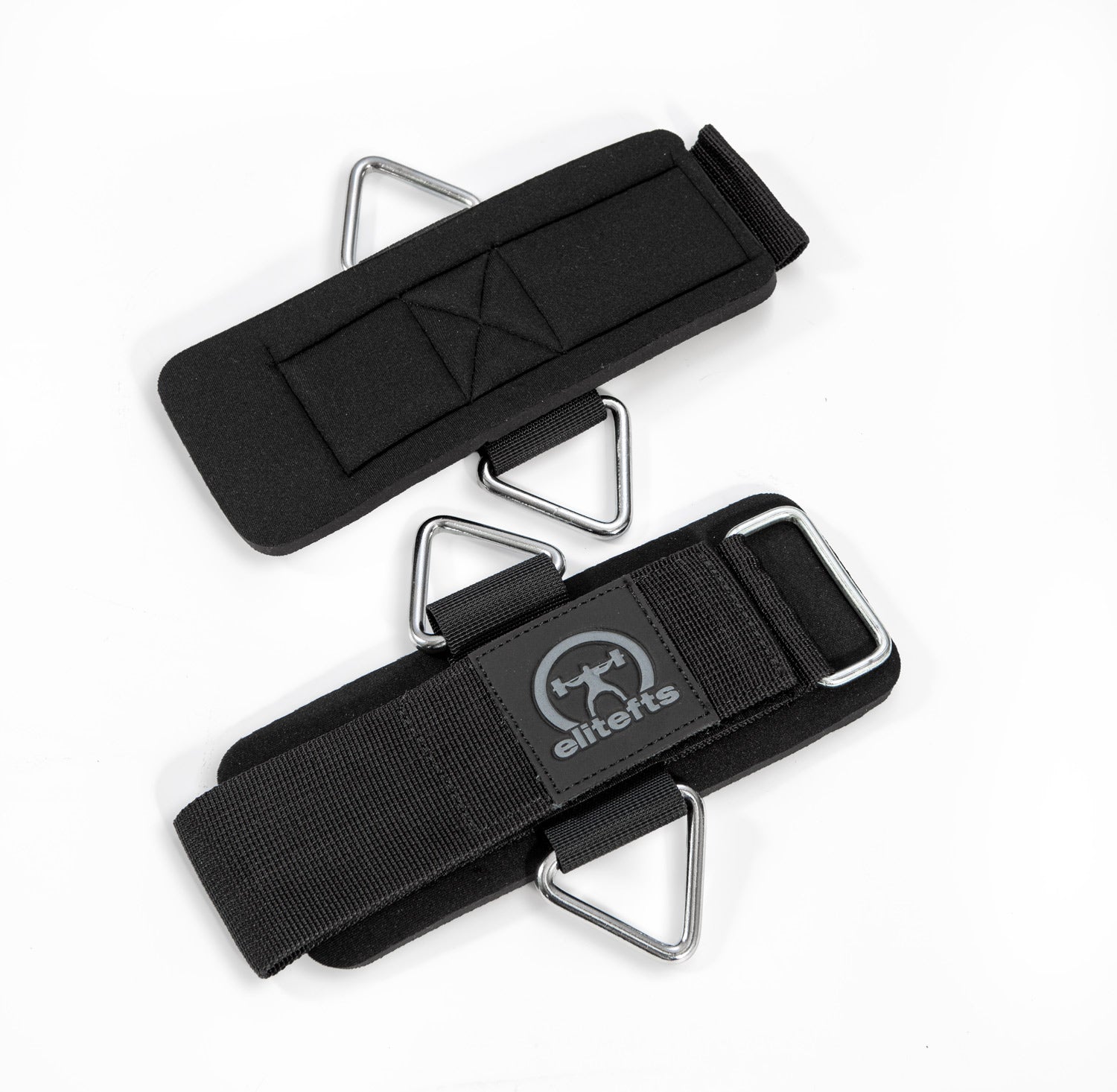 picture of elitefts Cable Wrist Wraps both laying flat one showing the outside of the wrap the other showing the inside of the wrap