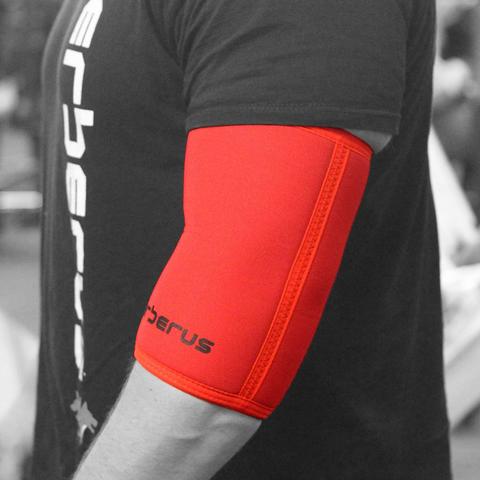 picture of LIFTER WEARING CERBERUS 7MM EXTREME ELBOW SLEEVE